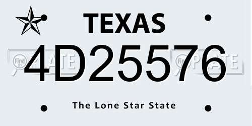 4D25576 Texas License Plate
