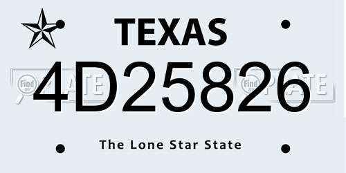 4D25826 Texas License Plate