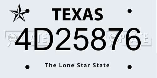 4D25876 Texas License Plate