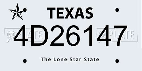 4D26147 Texas License Plate