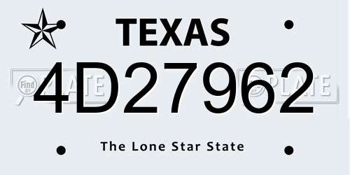 4D27962 Texas License Plate