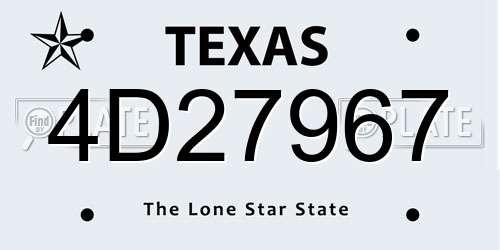 4D27967 Texas License Plate
