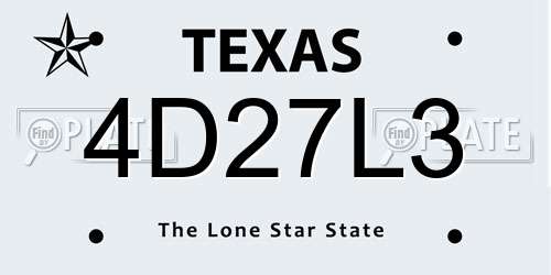 4D27L3 Texas License Plate