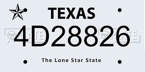 4D28826 Texas License Plate