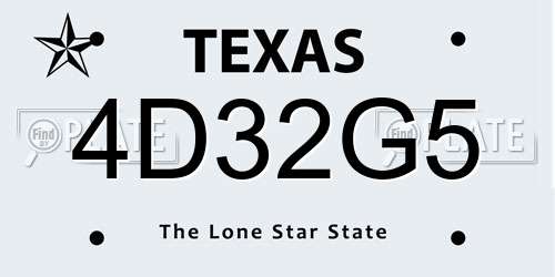 4D32G5 Texas License Plate