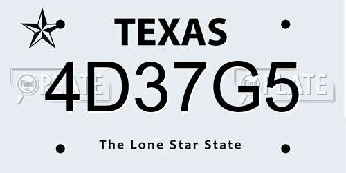 4D37G5 Texas License Plate