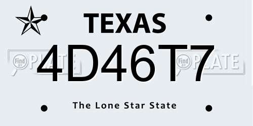 4D46T7 Texas License Plate
