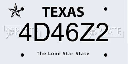 4D46Z2 Texas License Plate