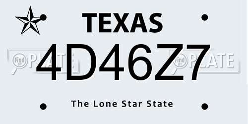 4D46Z7 Texas License Plate