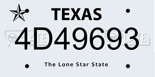 4D49693 Texas License Plate