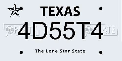 4D55T4 Texas License Plate