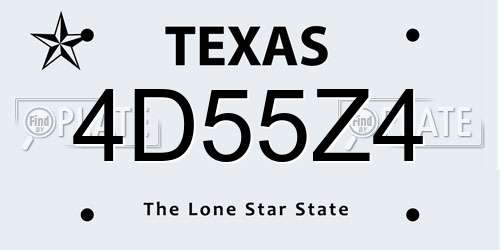 4D55Z4 Texas License Plate