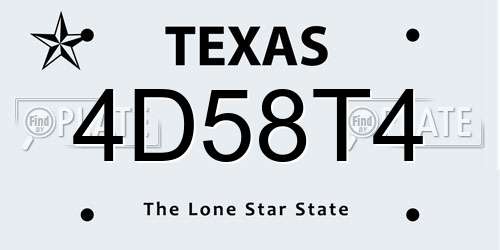 4D58T4 Texas License Plate