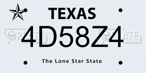 4D58Z4 Texas License Plate
