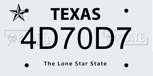 4D70D7 Texas License Plate