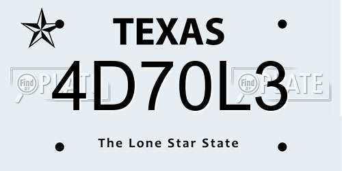 4D70L3 Texas License Plate