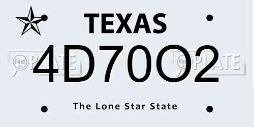 4D70O2 Texas License Plate