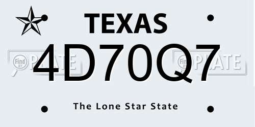 4D70Q7 Texas License Plate