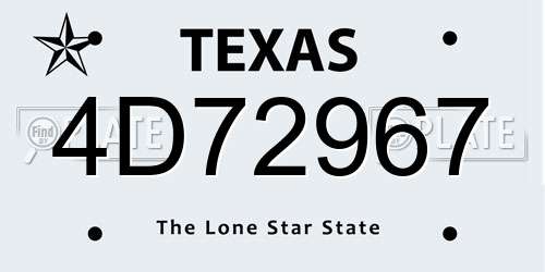 4D72967 Texas License Plate