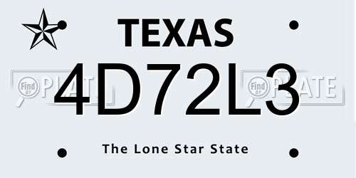 4D72L3 Texas License Plate