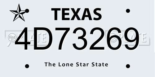 4D73269 Texas License Plate