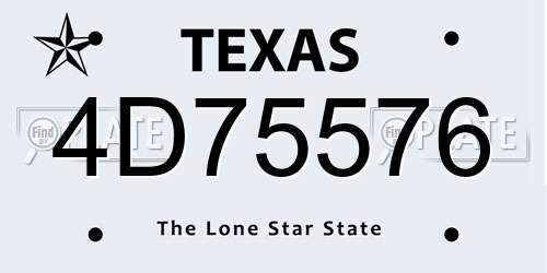4D75576 Texas License Plate