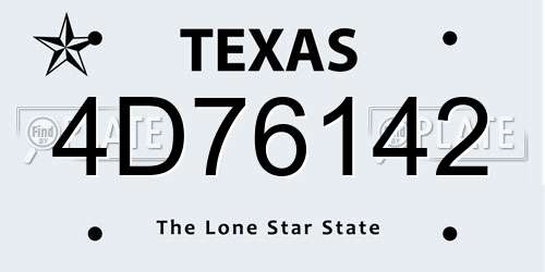 4D76142 Texas License Plate