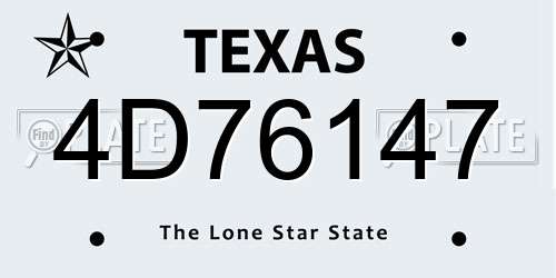 4D76147 Texas License Plate