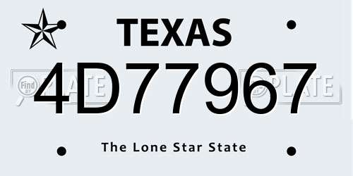 4D77967 Texas License Plate