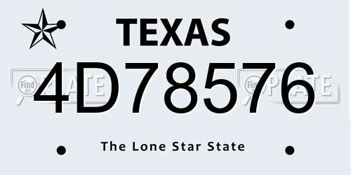 4D78576 Texas License Plate