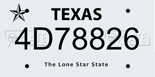 4D78826 Texas License Plate
