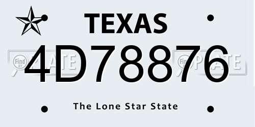 4D78876 Texas License Plate