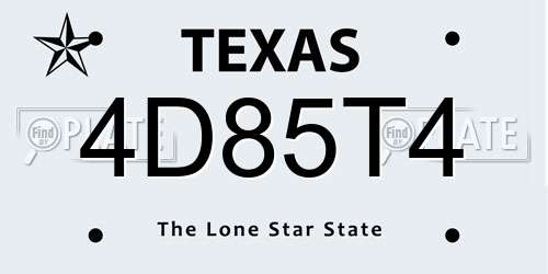 4D85T4 Texas License Plate