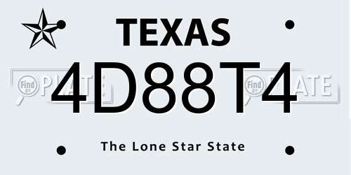 4D88T4 Texas License Plate