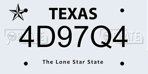 4D97Q4 Texas License Plate