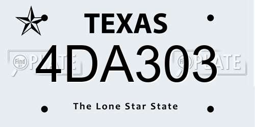 4DA303 Texas License Plate