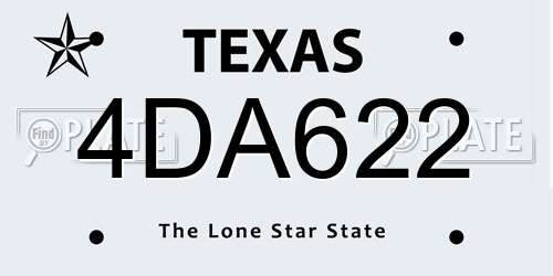 4DA622 Texas License Plate