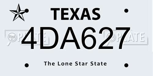 4DA627 Texas License Plate
