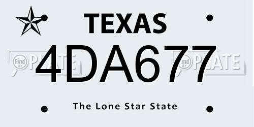4DA677 Texas License Plate