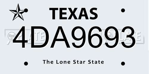 4DA9693 Texas License Plate