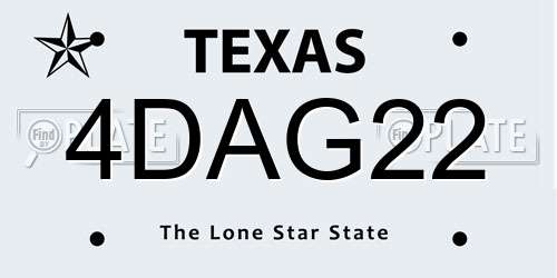 4DAG22 Texas License Plate