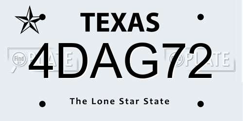 4DAG72 Texas License Plate