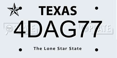 4DAG77 Texas License Plate