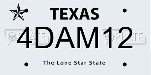 4DAM12 Texas License Plate