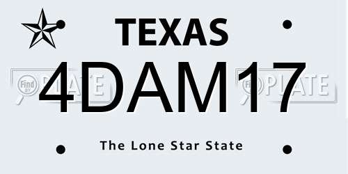 4DAM17 Texas License Plate