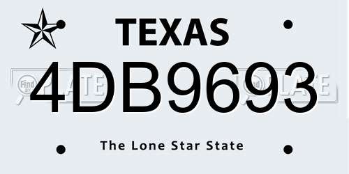 4DB9693 Texas License Plate