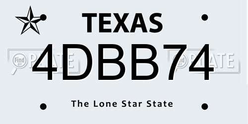 4DBB74 Texas License Plate