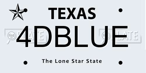 4DBLUE Texas License Plate