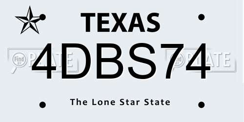 4DBS74 Texas License Plate