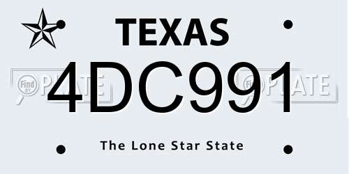 4DC991 Texas License Plate
